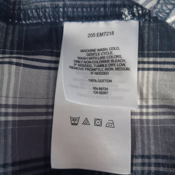 Columbia SZ M Plaid Men's Button Up Cotton Shirt Blue, White & Grey - Picture 9 of 14